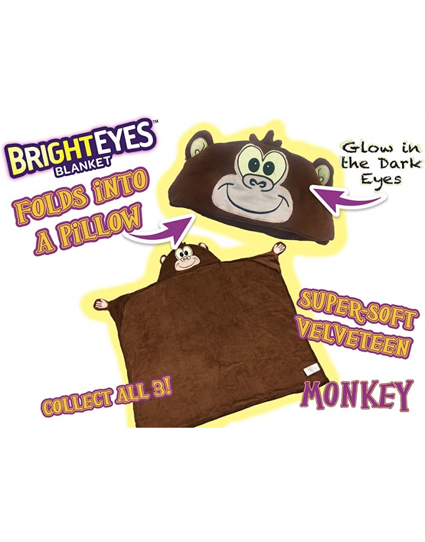 Bright Eyes Blanket Super Soft Blanket for Kids Hooded Blanket Robe Comfy Throw Blanket Brown Monkey; Warm Fuzzy Blanket Stuffed Animal Blanket Machine Washable Perfect for Sleepovers! - BPP9QYYPB