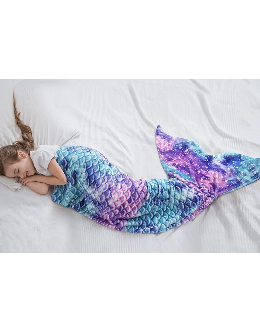 Catalonia Kids Mermaid Tail Blanket Super Soft Plush Flannel Sleeping Snuggle Blanket for Teen Girls Galaxy Fish Scale Pattern Gift Idea - BG4RMH8W5
