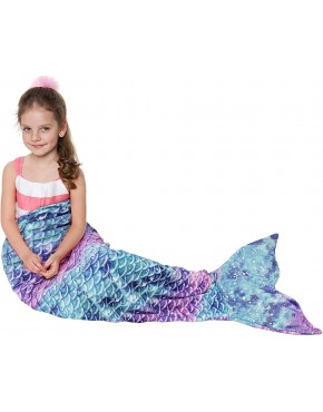 Catalonia Kids Mermaid Tail Blanket Super Soft Plush Flannel Sleeping Snuggle Blanket for Teen Girls Galaxy Fish Scale Pattern Gift Idea - BG4RMH8W5