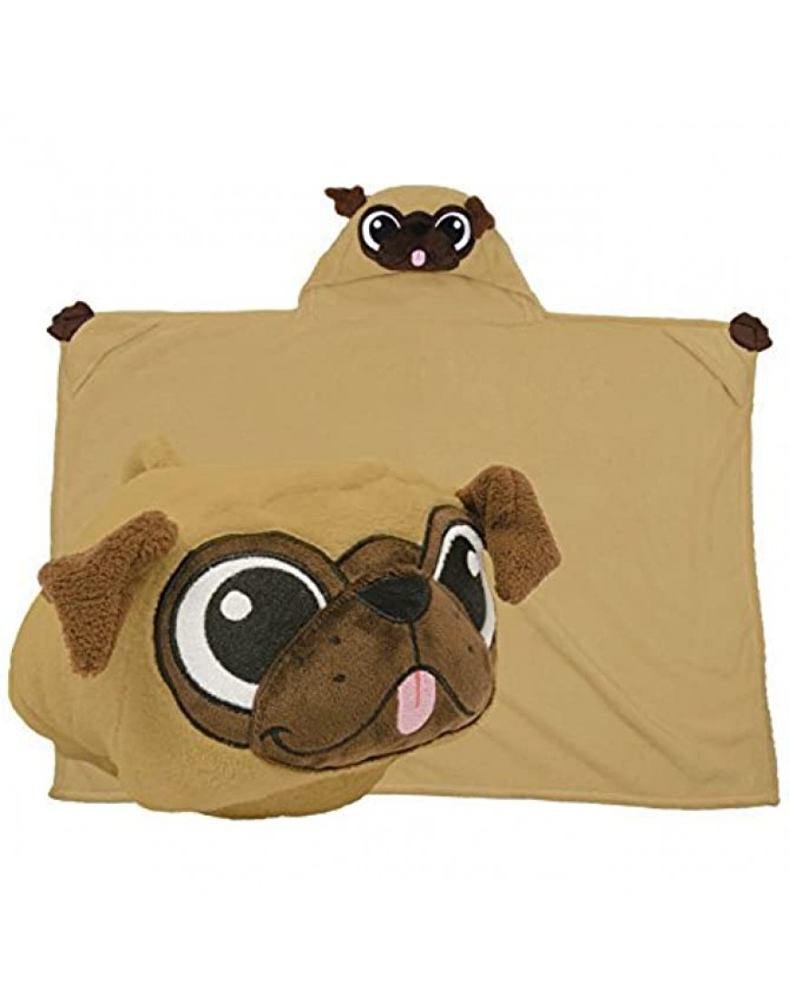 Comfy Critters Stuffed Animal Blanket – Pug – Kids Huggable Pillow and Blanket Perfect for Pretend Play Travel nap time. - BE6KCP2I7