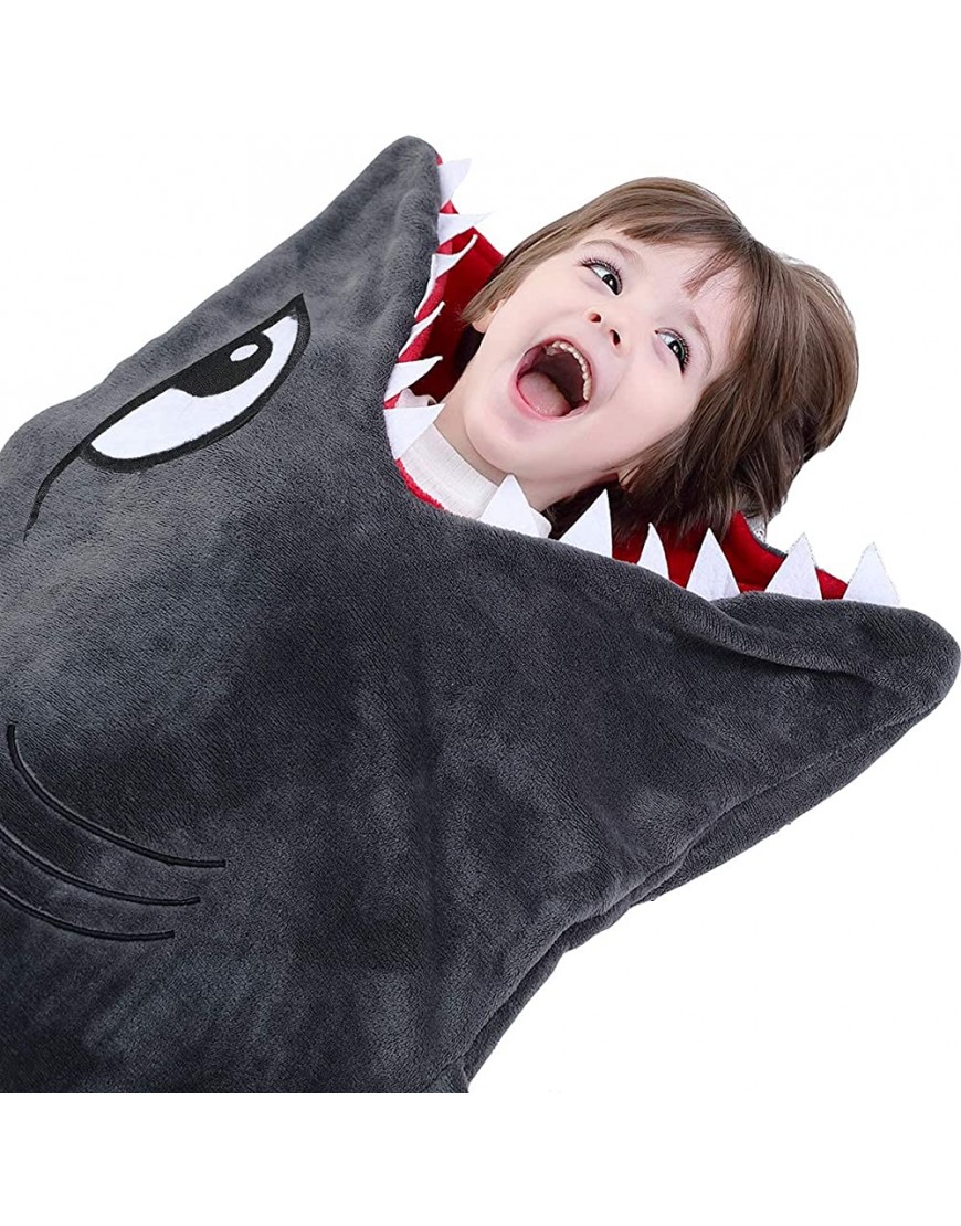 CozyBomB Shark Tails Animal Blanket for Kids Cozy Smooth One Piece Design Durable Seamless Snuggle Plush Throw Enlarged Size Gray Sleeping Bag with Blankie Fun Fin Boys and Girls - BKCPZTZ0F