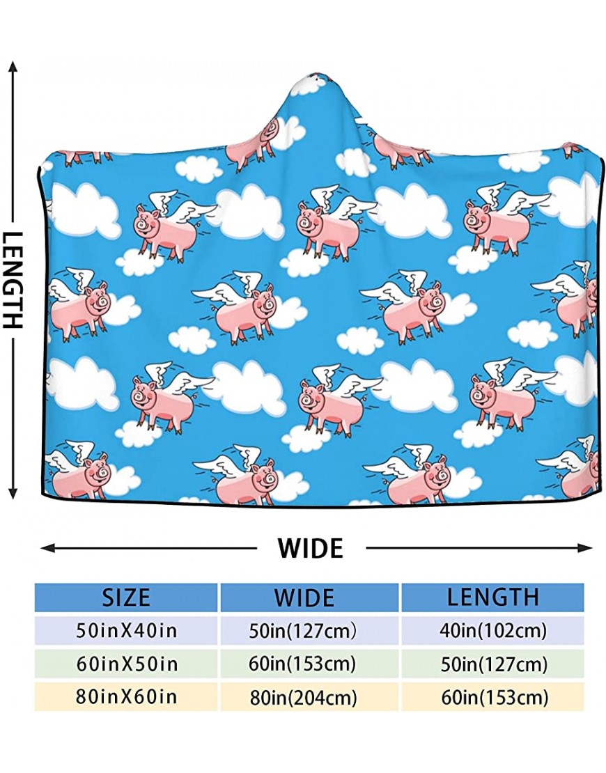 Flying Pig Hoodie Blanket Wearable Throw Blankets for Couch Blanket Super Soft Warm Cape Wrap Sherpa Blanket for Kids Teens Men Women Mom Dad Birthday Gift - BS9UTB4SK