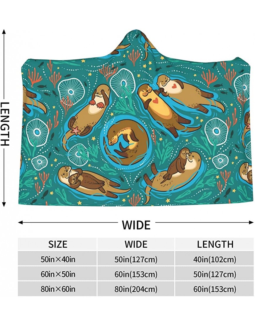 Laid-Back Otters Hooded Blanket Wearable Blanket Hoodie-Super Soft Plush Warm Blanket Throw Blankets Fit for Kids,Teens,Adults - B5PJL2DDP