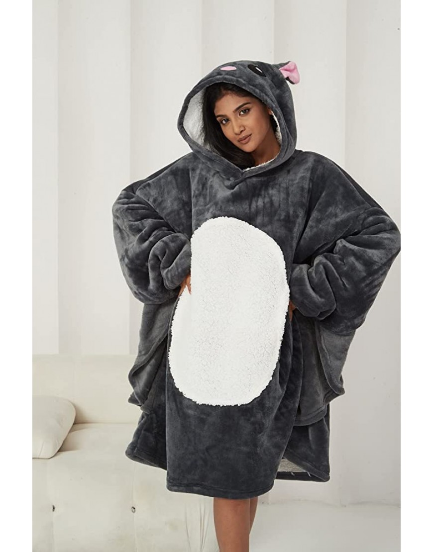 NEWCOSPLAY Unisex Flying Squirrel Wearable Hoodie Blanket Plush Sherpa Warm Sweatshirt with Pocket for Adults Kids Family - BR3U95BJ1