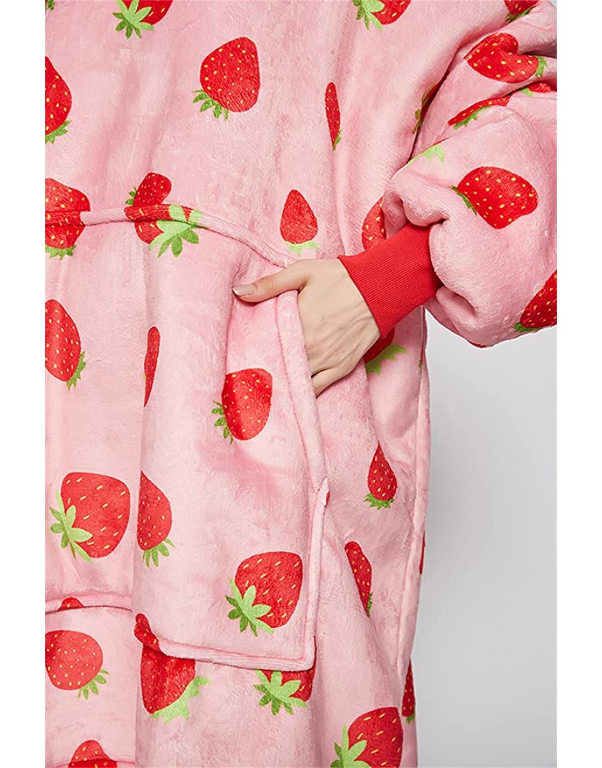 OPLSMKGA Blanket Hoodie Wearable Blanket Adult & Kids Sizes Suitable for Children Boys & Girls Blanket Hoodies Warm Fleece Sherpa Blanket Strawberry Pattern - BLVZ9O5Q9
