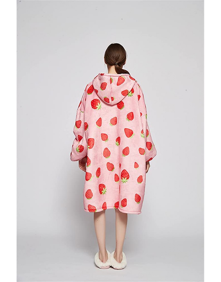 OPLSMKGA Blanket Hoodie Wearable Blanket Adult & Kids Sizes Suitable for Children Boys & Girls Blanket Hoodies Warm Fleece Sherpa Blanket Strawberry Pattern - BLVZ9O5Q9
