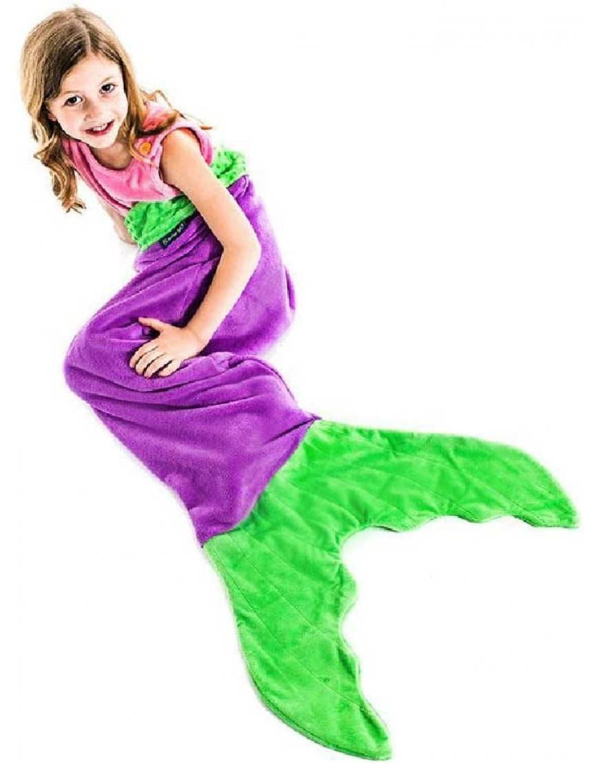 The Original Blankie Tails Mermaid Tail Blanket Youth Size Purple Seafoam - BH7JTP60N