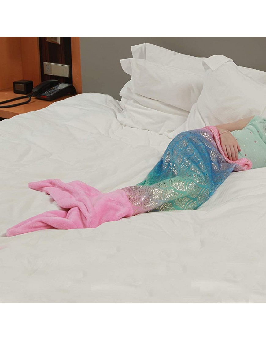 Viviland Kids Mermaid Tail Blanket Girls Toddlers Mermaid Toys Flannel Mermaid Blanket Gifts for Girls Glittering Rainbow Ombre Mermaid Tale Blanket Red Tail 17×39 - BYMWZ9P7S