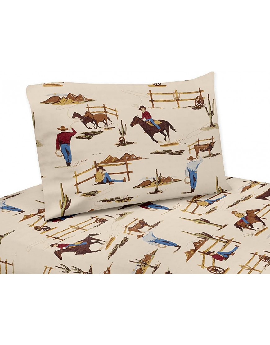 3pc Twin Sheet Set for Wild West Cowboy Childrens Bedding Collection by Sweet JoJo Designs - BU18K7NPA