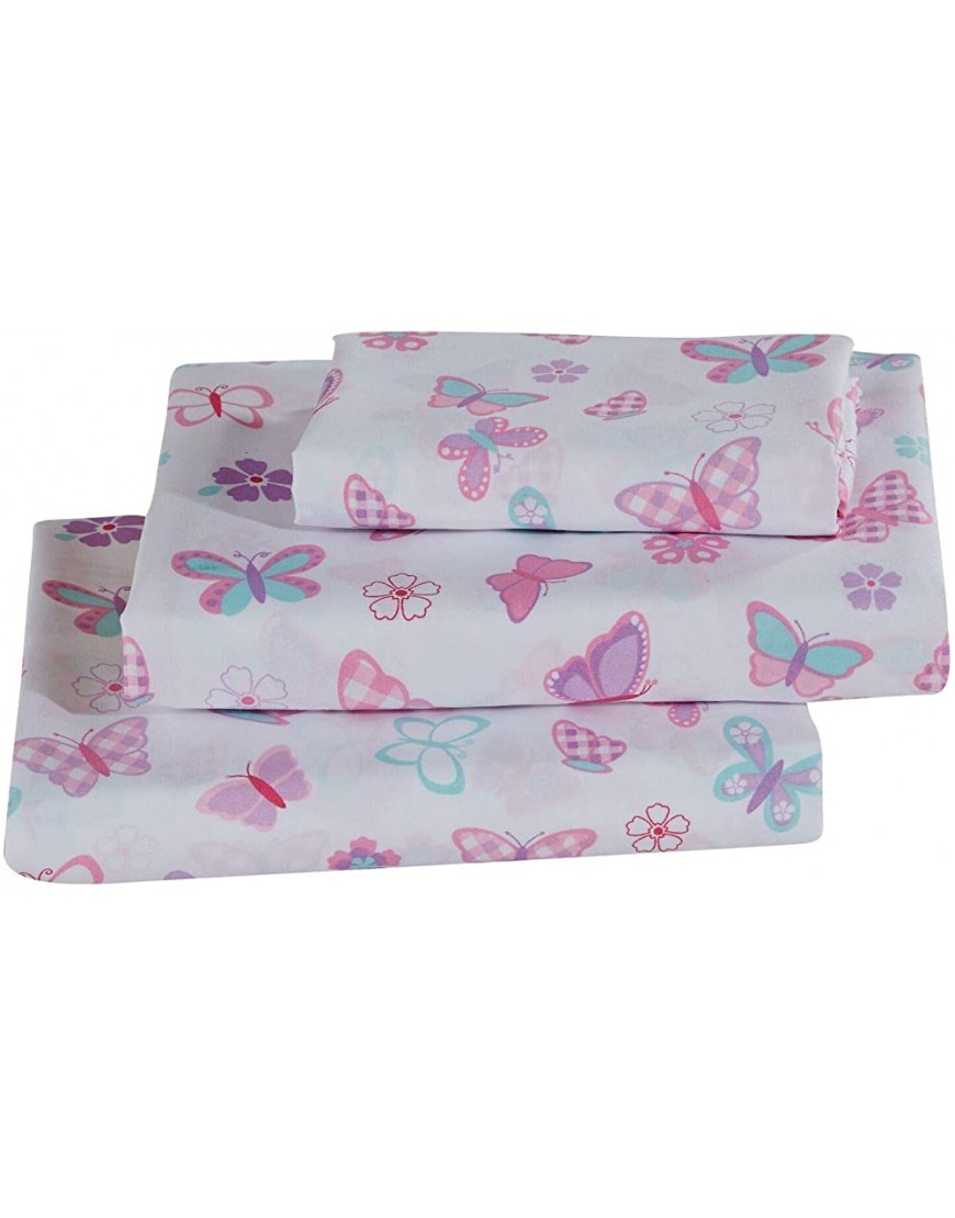 Better Home Style Butterflies Butterfly Floral Flowers Pink Purple Turquoise Girls Kids Teens 3 Piece Sheet Set with Pillowcase Flat and Fitted Sheets Set # Tree Butterfly Twin - B6WVJKEYP