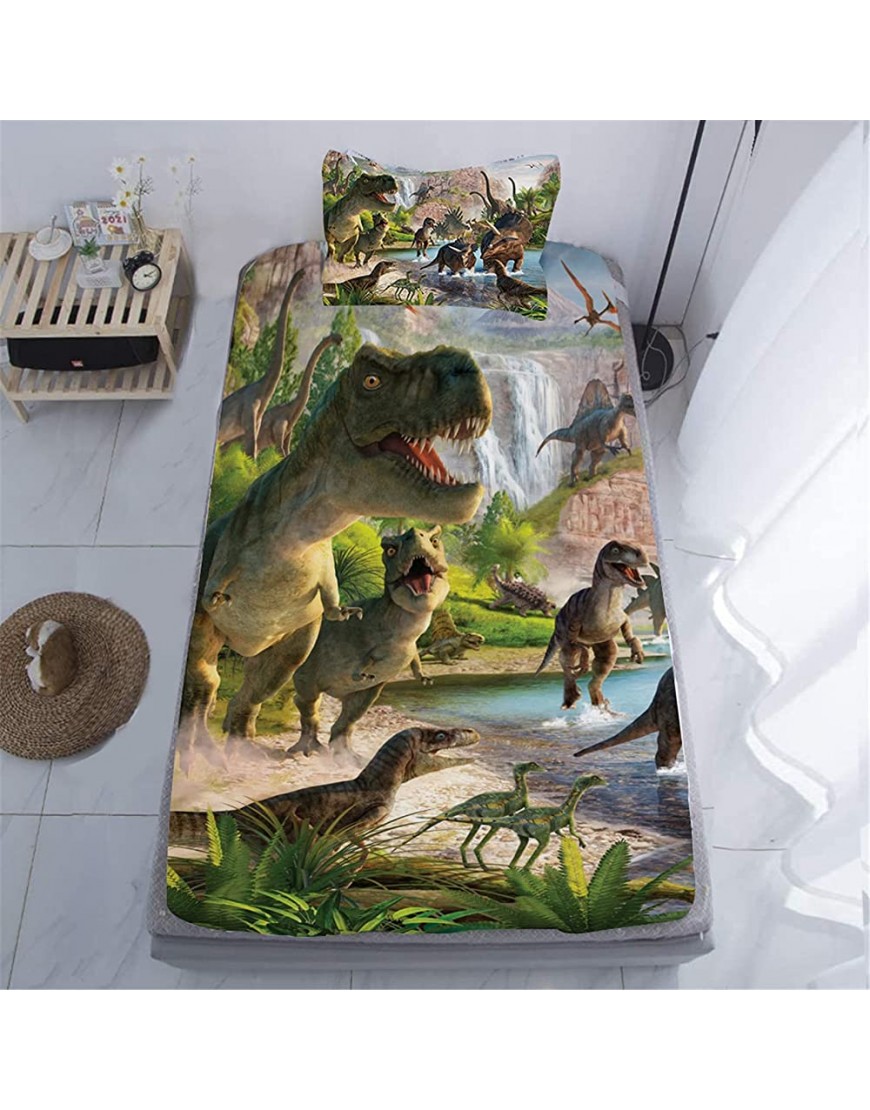 DXH Dinosaurs Bed Sheets Set Twin for Boys 3D Realistic Dinosaur Green Fitted Sheets Set Ancient Dinosaur Theme Kids Bedroom Bedding Sheet Set,Twin Size2pc - BCRSS5TQL