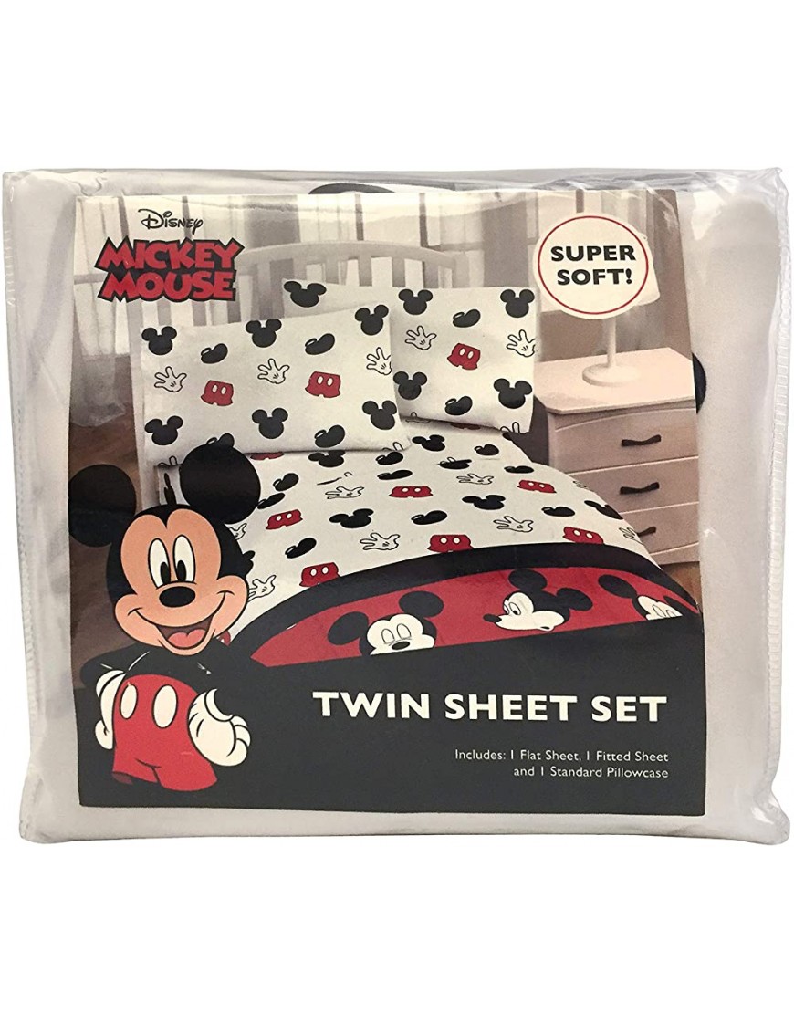 Jay Franco Disney Mickey Mouse Cute Faces Twin Sheet Set Super Soft and Cozy Kid’s Bedding Fade Resistant Polyester Microfiber Sheets Official Disney Product - BVT5X29TQ