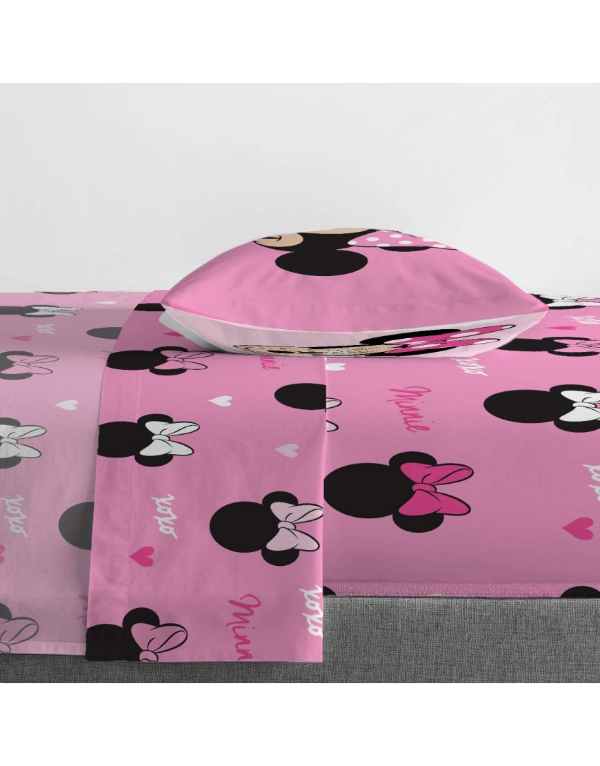 Jay Franco Disney Minnie Mouse Hearts N Love Twin Sheet Set 3 Piece Set Super Soft and Cozy Kid’s Bedding Fade Resistant Microfiber Sheets Official Disney Product - BWLOBKG8A