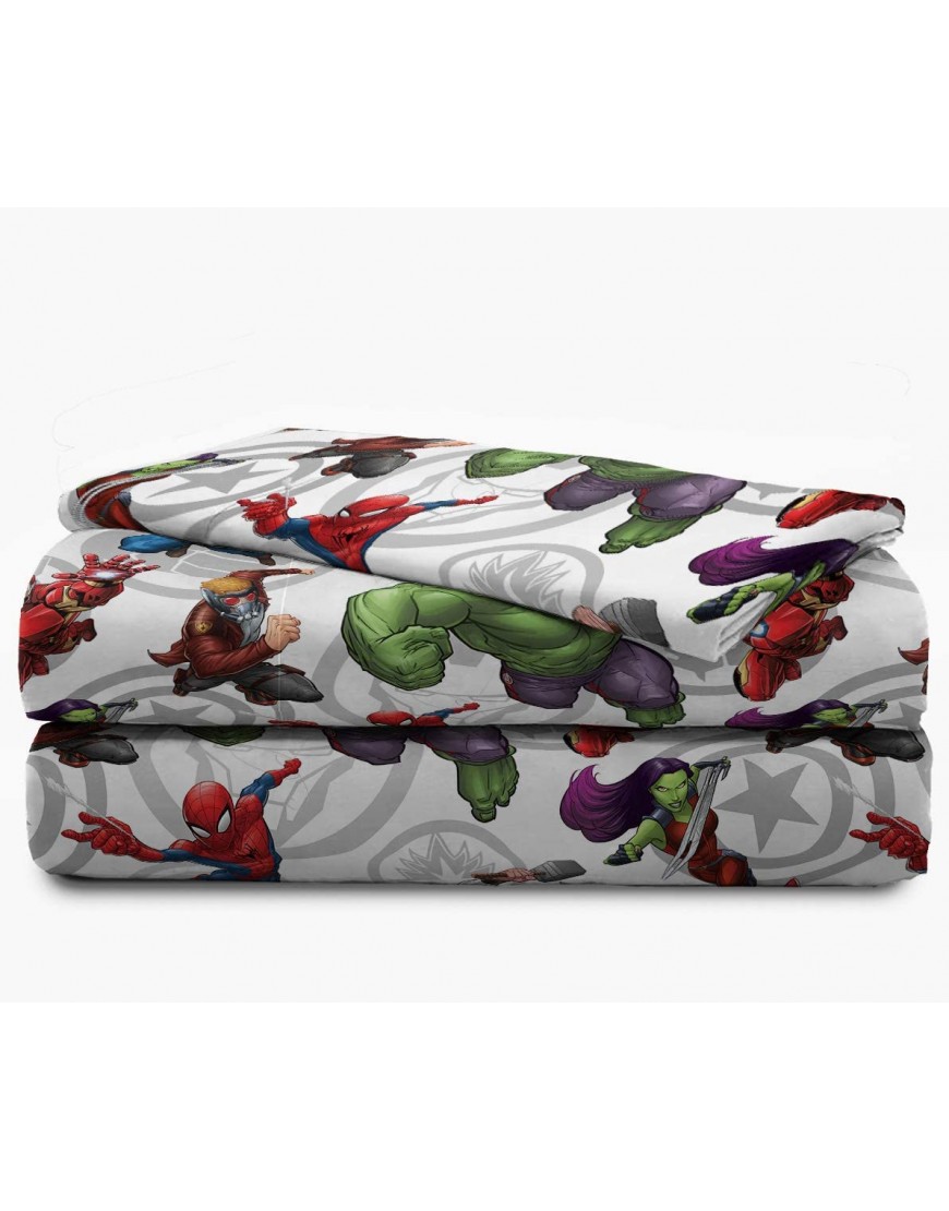 Jay Franco Marvel Avengers Marvel Team Twin Sheet Set Super Soft and Cozy Kid’s Bedding Fade Resistant Polyester Microfiber Sheets Official Marvel Product - B9X64KYL2