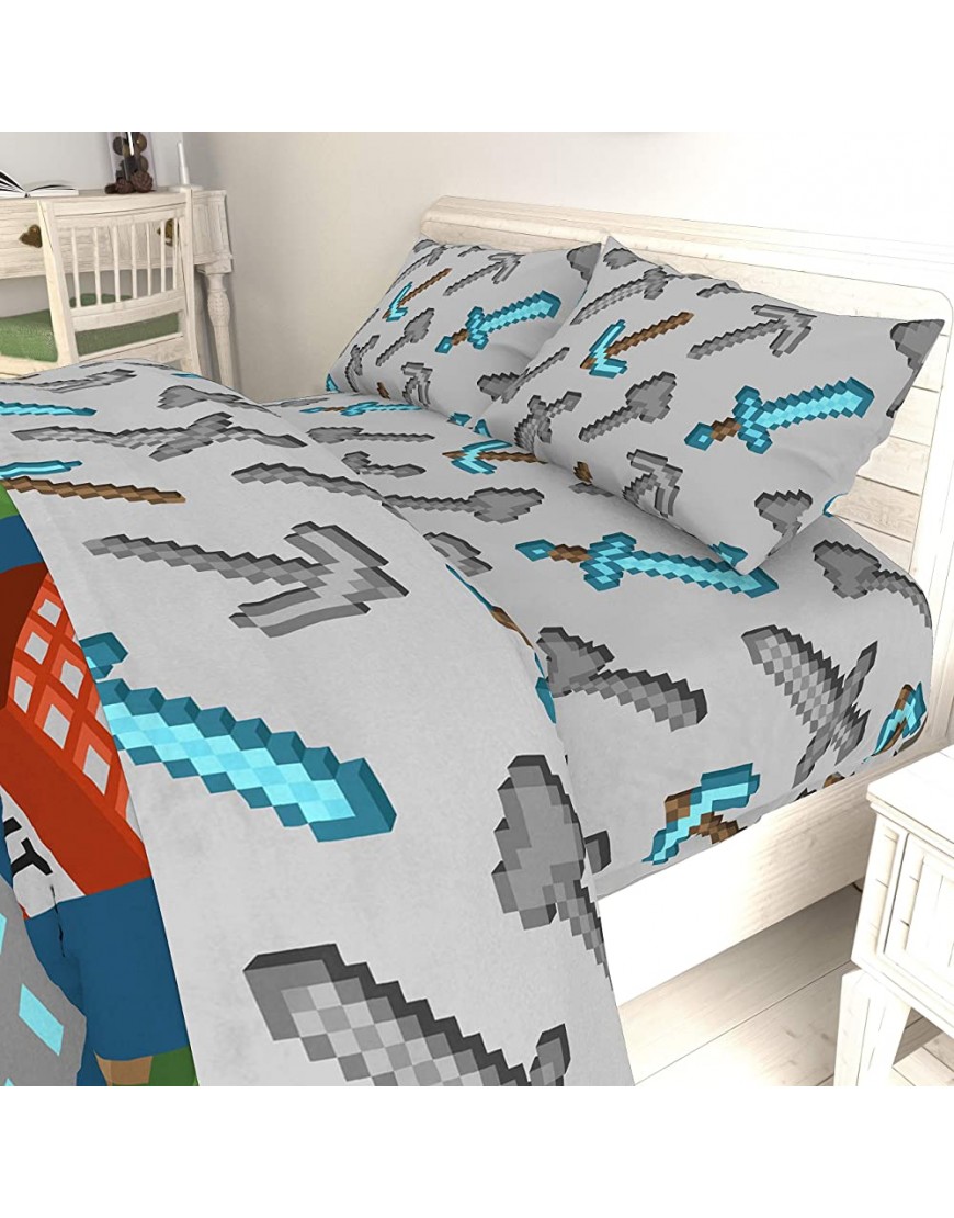 Jay Franco Minecraft Isometric Characters Full Sheet Set Super Soft and Cozy Kid’s Bedding Features Fade Resistant Polyester Microfiber Sheets Official Minecraft Product - BC07B3R62