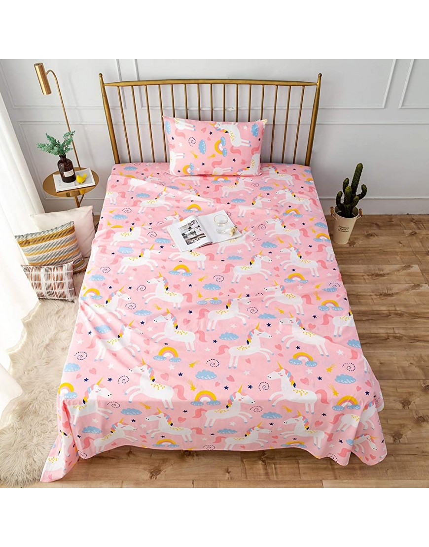 Sivio Twin Size Bed Sheets Pink Unicorn Theme 3 Piece Kids Bedding Set │ Unisex Super Soft Cozy Cotton Durable Moisture Wicking Bedding | 1 Flat & 1 Fitted Sheet 1 Pillow Cases | 14 Deep - BHJYCXUYQ