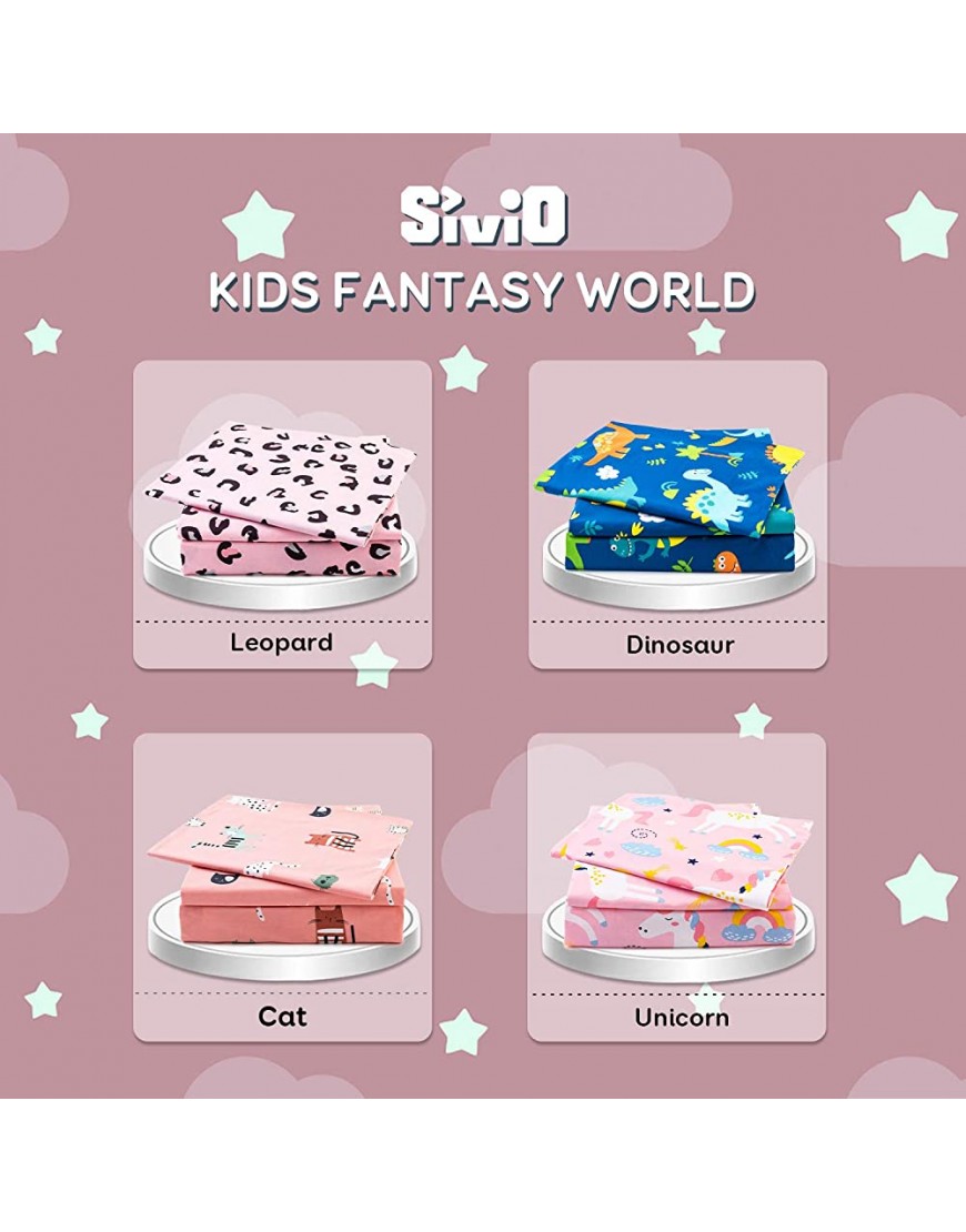 Sivio Twin Size Bed Sheets Pink Unicorn Theme 3 Piece Kids Bedding Set │ Unisex Super Soft Cozy Cotton Durable Moisture Wicking Bedding | 1 Flat & 1 Fitted Sheet 1 Pillow Cases | 14 Deep - BHJYCXUYQ