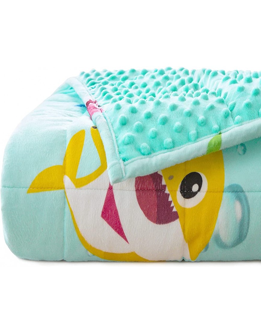 5 lbs Minky Dotted Weighted Blanket for Kids Sivio Super Soft Crystal Velvet with Shark Cartoon Patterns Reversible Heavy Blanket for 30-60 lbs Child 36X48 Inch - B3UQ39NZF