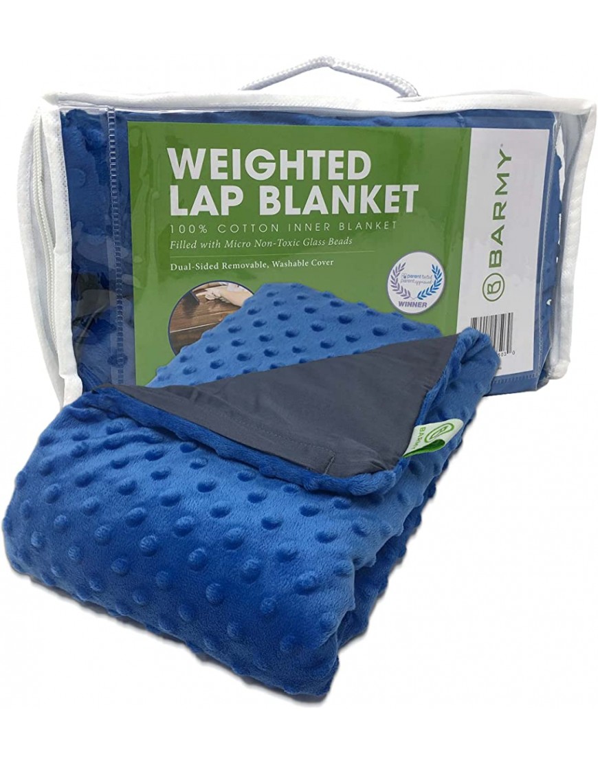 BARMY Weighted Lap Pad for Kids 24”x24” 5lbs 7 Colors Weighted Lap Blanket with Removable Washable Cover Sensory Lap Pad for Child Toddler Dogs 100% Cotton Inner Weighted Blanket Blue - BJZW79TV6