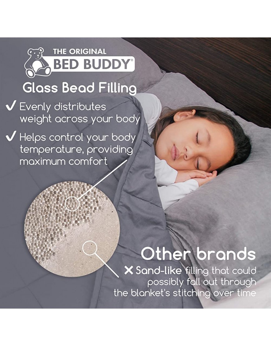 Bed Buddy Weighted Blanket for Kids Weighted Blanket Twin Size Heavy Blanket with Weighted Glass Beads Grey 7 pounds for Kids and Toddlers Over 1 Years Old - BQ35KJ0QH