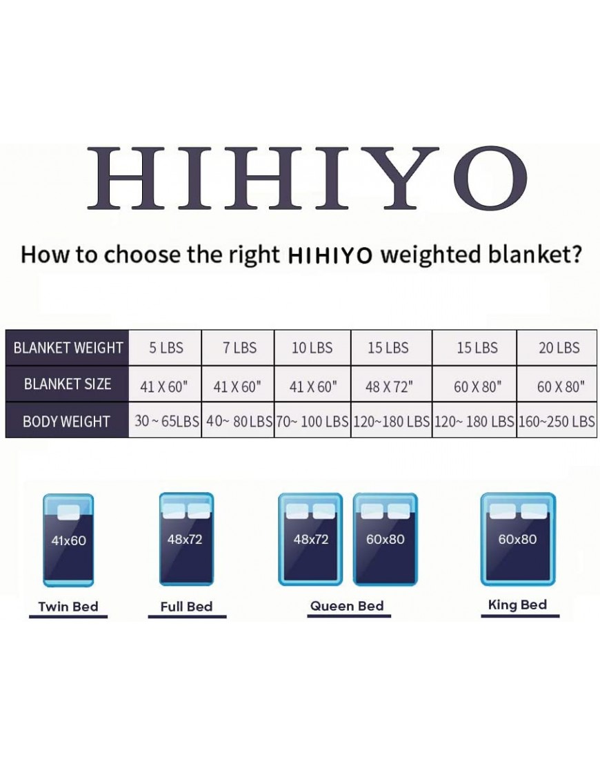 HIHIYO Kids Weighted Blanket 10 Pounds Navy 41x 60 Double-Sided Warm Plush Top and Cooling Bamboo Bottom Reversible,Twin Full Size All Season Heavy Blankets with Glass Beads,Washable - BFI6Z9HZB
