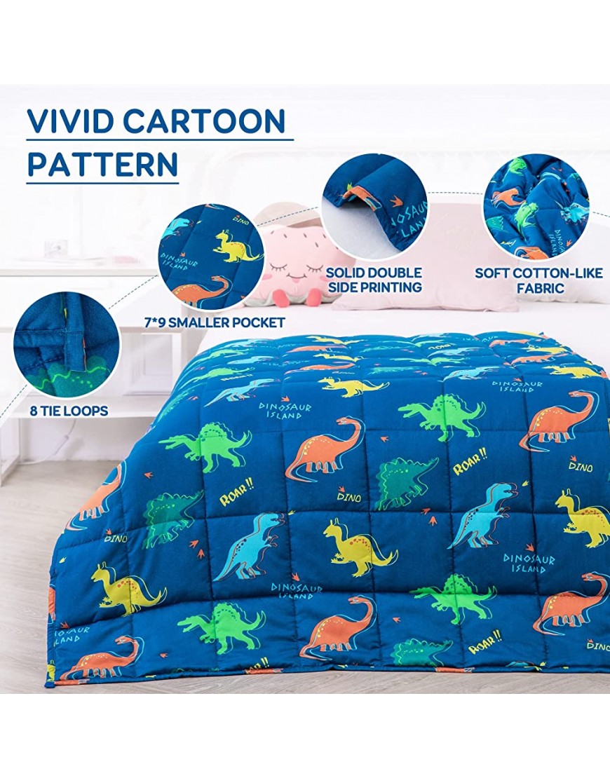 Kivik Kids Weighted Blanket 3 lbs 36x48 inches,Best for 20-40 lbs Kids,Dinosaur Print Blue Heavy Blanket for Toddler and Children Calming and Sleeping,Boys Sweet Gifts,Blue Dinosaur 36x48 - BXJC44S09