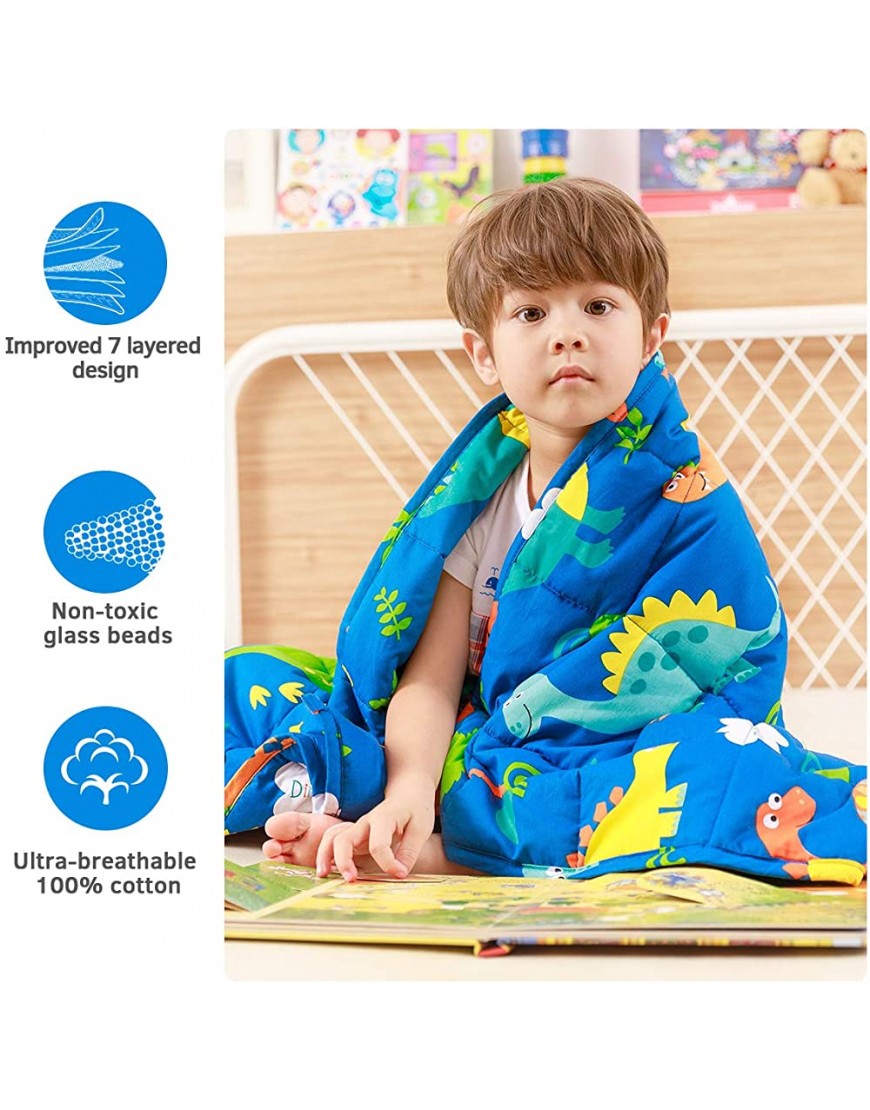 Mr. Sandman Weighted Blanket for Toddler 3 Pounds Washable Best for 20-40lb Kids Breathable Cotton Heavy Blanket with Nontoxic Glass Beads 36 x 48 Dinosaur Park - BDC5JFCGA