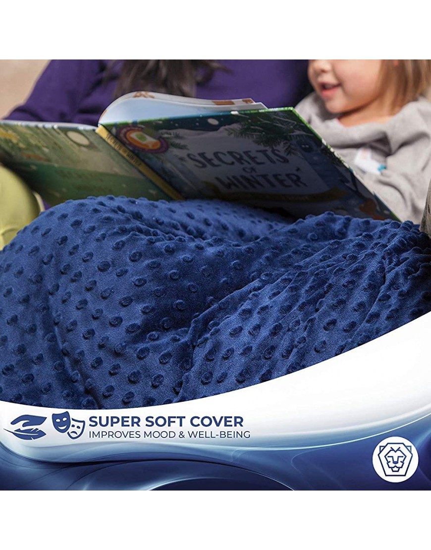 Roore 5 lb Weighted Blanket for Kids I 36x48 I Weighted Blanket with Plush Minky Blue Removable Cover I Weighted with Premium Glass Beads I Perfect for Children from 40 to 60 lb 5lb Blue - BFTIPB75C