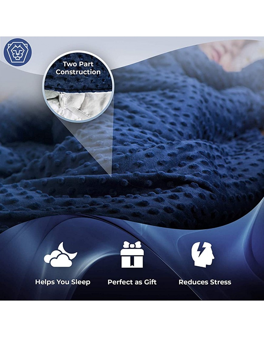 Roore 5 lb Weighted Blanket for Kids I 36x48 I Weighted Blanket with Plush Minky Blue Removable Cover I Weighted with Premium Glass Beads I Perfect for Children from 40 to 60 lb 5lb Blue - B40NJD7E6
