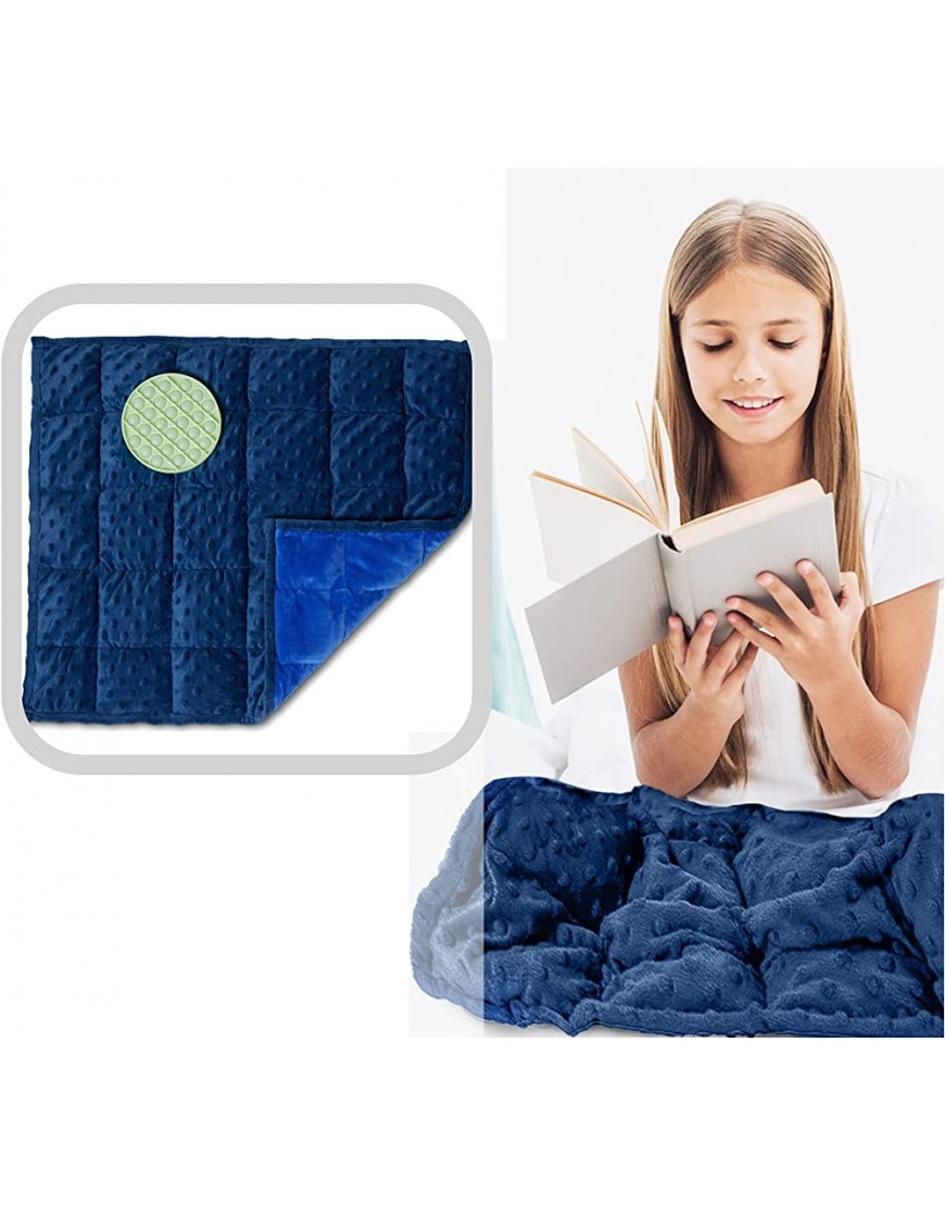 SAVOIZ -Weighted Lap Pad for Kids 5 pounds Great Sensory Weighted Lap Blanket for Kids in School & On-The-Go Calming Sensory Pad with Minky Fabric -Includes Fidget Toy - BBI4BHP38