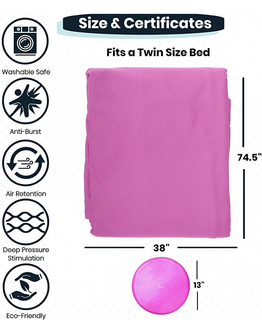 Sensory Compression Blanket for Kids – Plus Wobble Seat Cushion –Breathable Compression Sheet Twin and Wiggle Disc Sensory Sheet Improve Focus and Sleep for Autism Sensory Processing Disorder ADHD - BWAOSZVCH