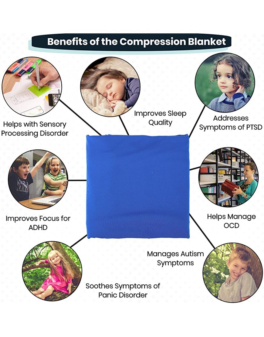Sensory Compression Blanket for Kids – Plus Wobble Seat Cushion Breathable Compression Sheet Twin and Wiggle Disc Sensory Sheets for Focus and Sleep for Autism Sensory Processing Disorder ADHD Blue - BE6KRT1JY