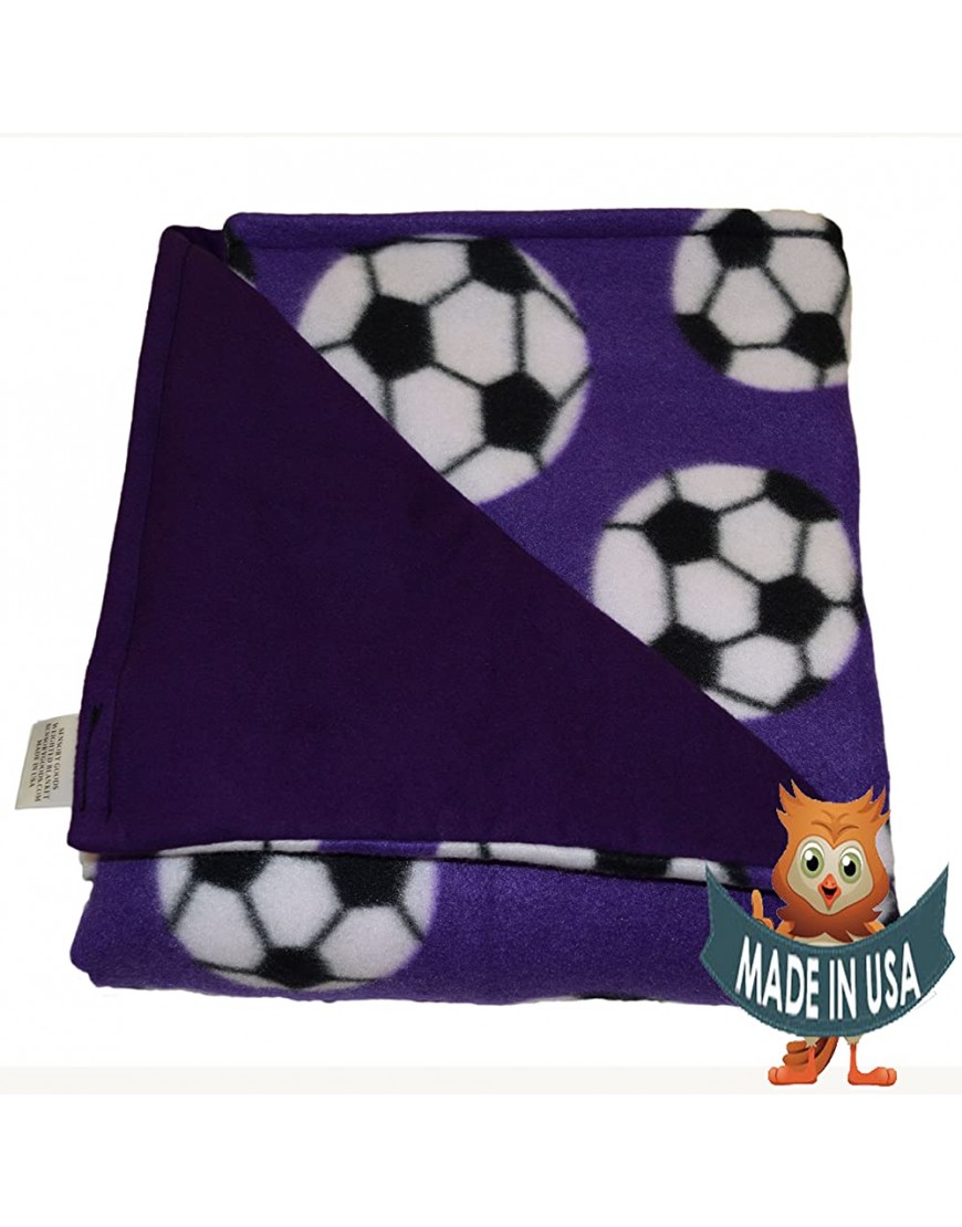 SENSORY GOODS Child Small Weighted Blanket Made in America 4lb Low Pressure Soccer Pattern Purple Fleece Flannel 48'' x 30'' Provides Comfort and Relaxation. - BNCG7M77M