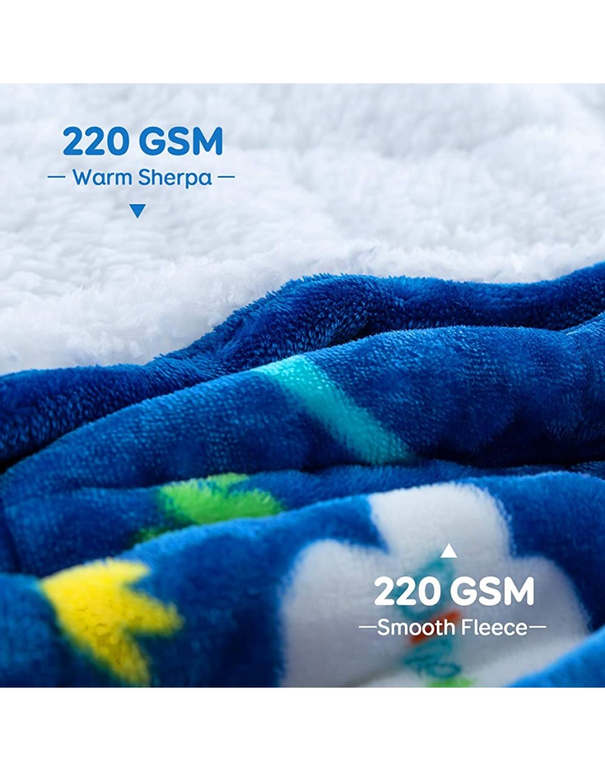 Sivio Kids Sherpa Fleece Weighted Blanket 5lbs Blue Dinosaur Ultra Soft and Cozy Heavy Blanket Great for Calming and Sleep Fall and Winter Sherpa Flannel Weighted Blanket for Child 36x48 Inch - BBLS7HAWA