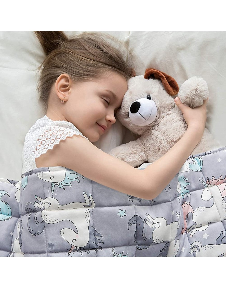 Tempcore Weighted Blanket for Kids 5lbs Toddler Weighted Blanket 36x48 100% Breathable & Soft Cotton Cover Grey,Unicorn Kids Weighted Blanket 5 lbs Heavy Blanket Soft Material with Glass Beads - BVXJJ0P1W