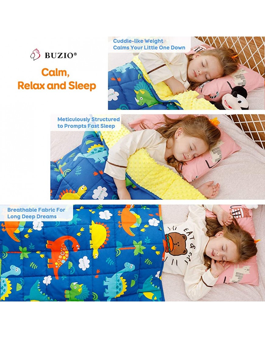 Uttermara Kids Weighted Blanket 5 lbs Ultra Cozy Minky Fleece and Cotton Sided with Cartoon Patterns Reversible Heavy Blanket Great for Calming and Sleeping 36x48 inches Blue Dinosaur Park - B8LLXQS3S