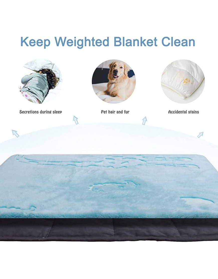 Weighted Blanket Cover for Kids 36 x 48 inches Hallo Bunny Glow in The Dark Removable Duvet Cover with 8 Ties 100% Flannel Machine Washable Blue - BPKJEI78A