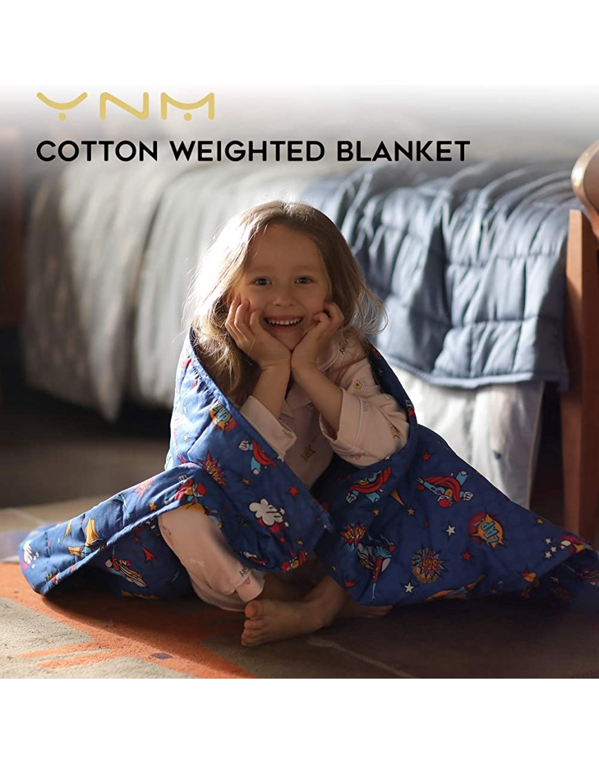 YnM Kids Weighted Blanket — Heavy 100% Oeko-Tex Certified Cotton Material with Premium Glass Beads Super Lightning 41''x60'' 10lbs Suit for One Person~90lb Use on Twin Bed … - BIT2DR2OU