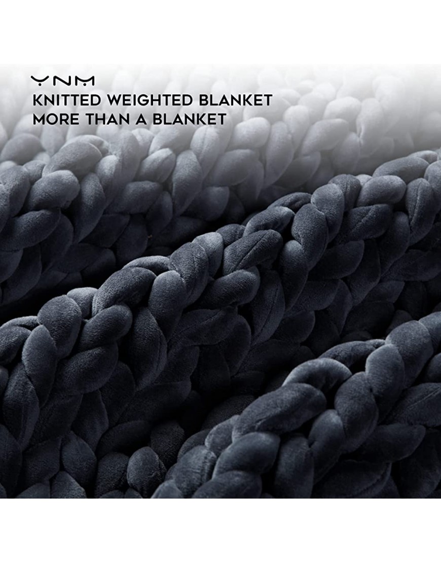 YnM Velvet Knitted Weighted Blanket Hand Made Chunky Knit Weighted Throw for Sleep Stress or Home Décor Rest and Relax in Style Handmade Weighted Blankets Dark Grey 48''x72'' 15lbs - BJIJA46AB