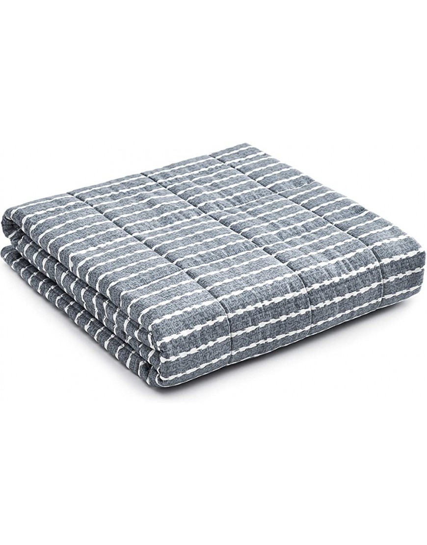 YnM Weighted Blanket 15 lbs 48''x72'' Twin Size for People Weigh Around 140lbs | 2.0 Cool Heavy Blanket | 100% Cotton Material with Glass Beads Blue White Inner Weighted Layer Print - B7ETIQQ10