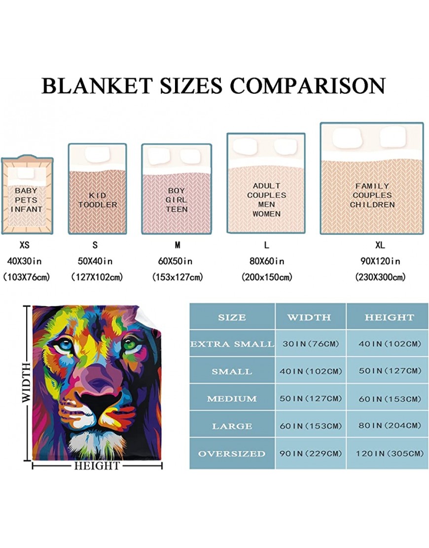AIBILEEN Colorful Lion Flannel Blanket Microfiber Decorative Extra Soft Throw Blanket Fuzzy Lightweight Fluffy Cozy Plush Comfy Couch Sofa Bed Blanket for All Season S 40X50 Inch for Kids Child - BCRIMPD5C