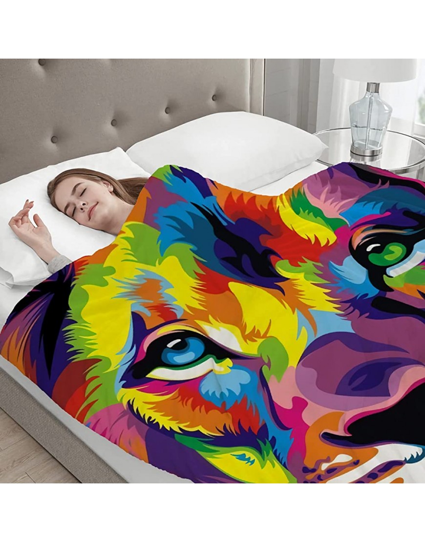AIBILEEN Colorful Lion Flannel Blanket Microfiber Decorative Extra Soft Throw Blanket Fuzzy Lightweight Fluffy Cozy Plush Comfy Couch Sofa Bed Blanket for All Season S 40X50 Inch for Kids Child - BCRIMPD5C