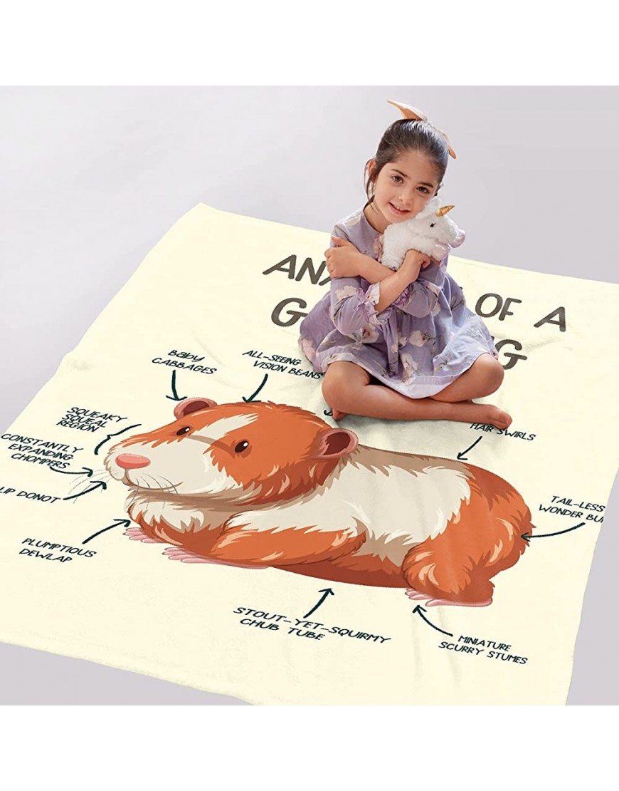 Anatomy of A Guinea Pig Blanket Throw Educational Learning Blanket Perfect Girl & Boy's Gift Super Soft Lightweight Funny Animal Lover Blanket for Sofa Bed Couch Travel 40x30 XS for Pet - BT8KVGGPK