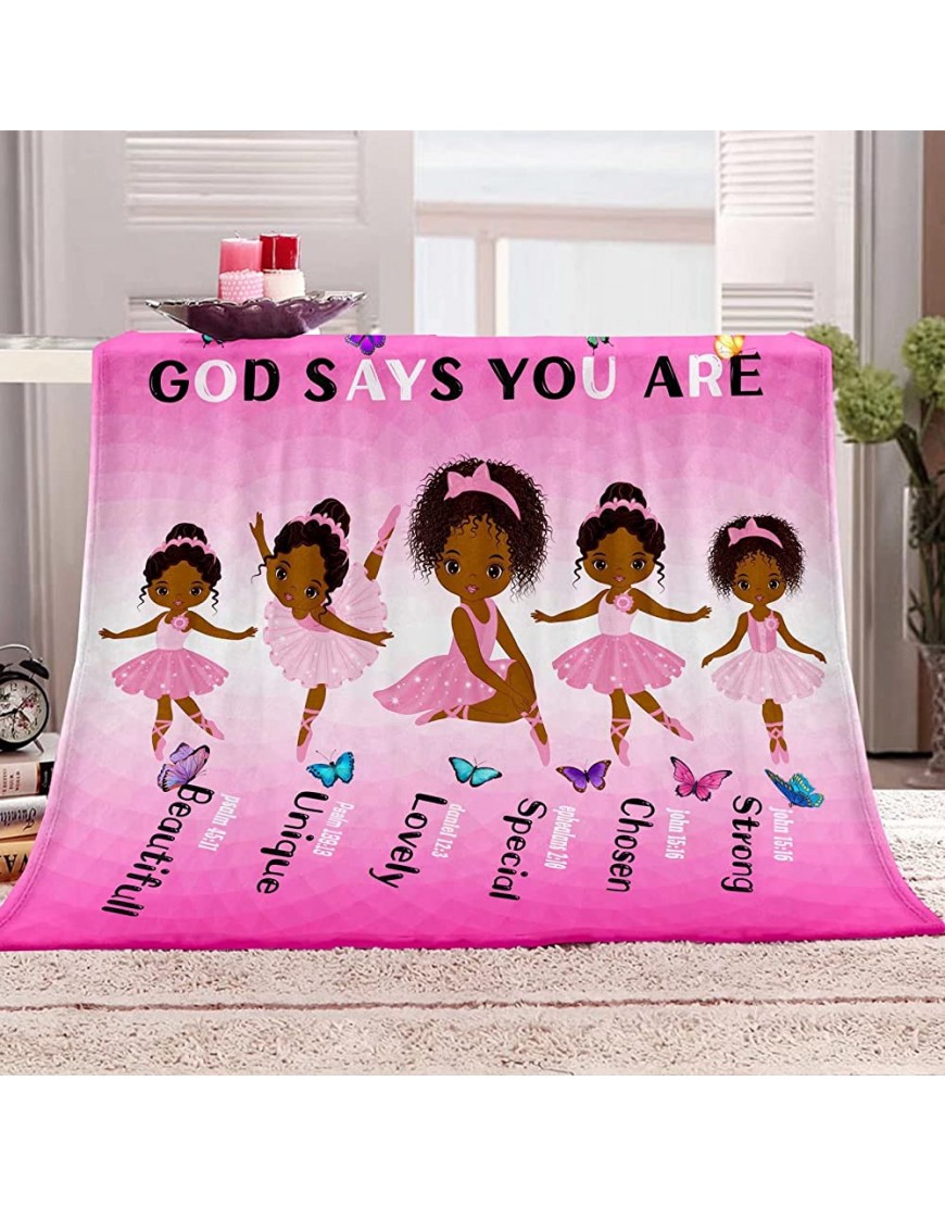 Black Girl Blanket 50x60,African American Ballerina Girls Fleece Throw Blanket,Black Girl Magic Blankets for Girls Bed Couch and Sofa Christmas Birthday Gift Bedroom Decor Pink - B6GQ19QG6