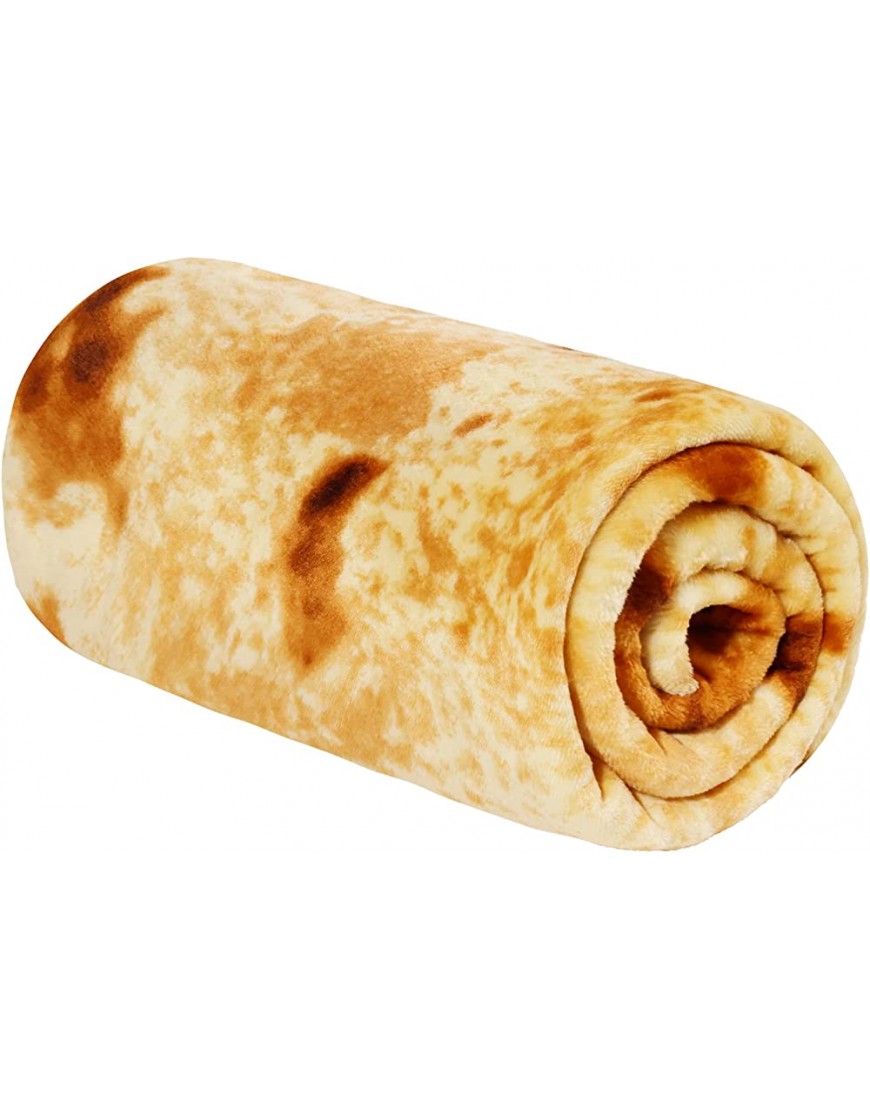 BNuitland 60 Burritos Tortilla Blanket 290 GSM Double Sided Giant Funny Realistic Food Blanket Novelty Tortilla Blanket for Adults and Kids,Super Soft Flannel Yellow Throw Blanket - BW5HFN9B2