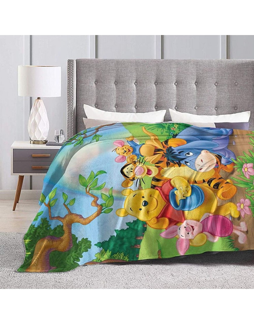 Cartoon Winnie-The-Pooh Blanket Warm Super Soft Flannel Anime Bed Covering for Kids Teens Adults 50x40 inch - BV85QEYBM