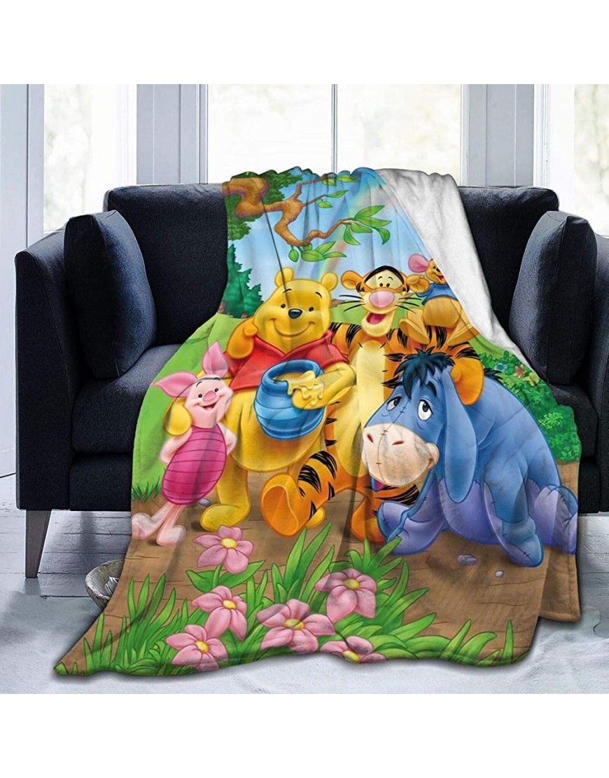 Cartoon Winnie-The-Pooh Blanket Warm Super Soft Flannel Anime Bed Covering for Kids Teens Adults 50x40 inch - BV85QEYBM