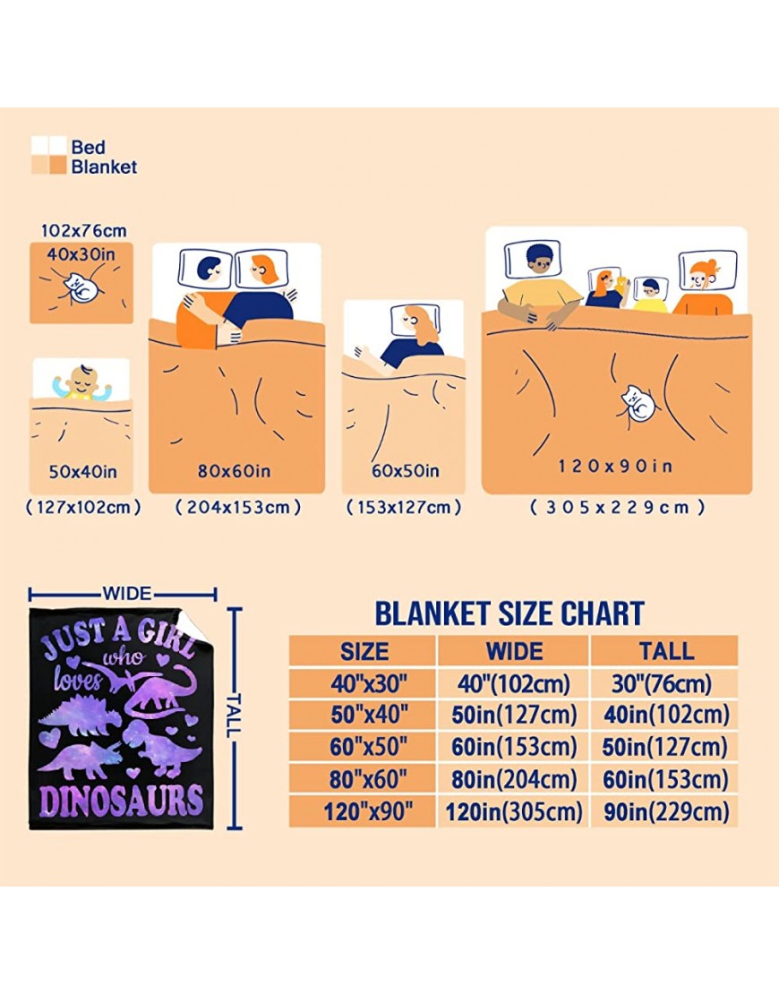 Dinosaur Blanket Gift for Women Kid Plush Just A Girl Who Loves Dinosaurs Soft Throw Dino Comfy Sheet Jurassic Animal Lovers Fans Gifts Lightweight Flannel Blankets for Couch Chair-40 x30 - BYEJJM5NP
