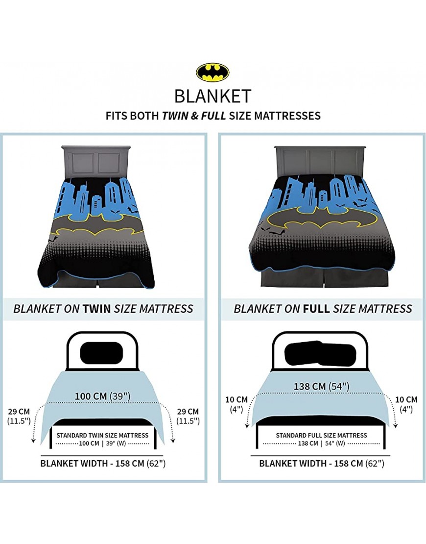 Franco Batman Logo Ultra Soft Plush Micro Raschel Blanket for Kids Twin Full Size 62' x 90' - BZAU0FLRW