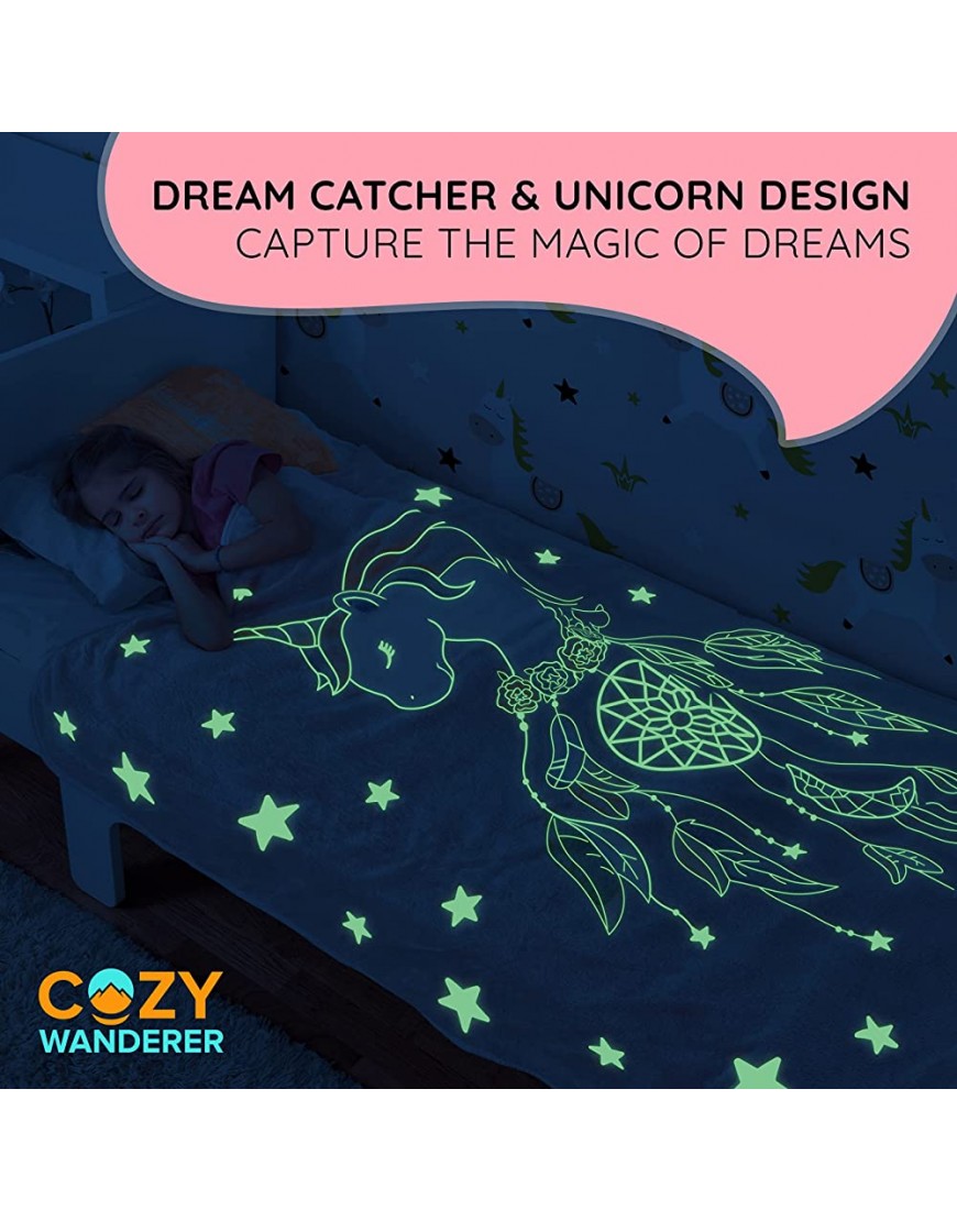 Glow in The Dark Unicorn Blanket for Girls Super Soft Plush Fluffy Pink Unicorn Throw Blanket for Girls with 6+ Hours of Glowing Fun- Magical Unicorn Gifts for Girls Teens & Grandkids-60 x 50 - BH0HQFYDW
